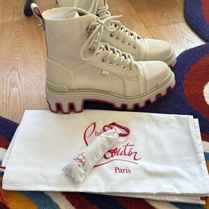 Christian Louboutin Cream Chunky Sole Boots